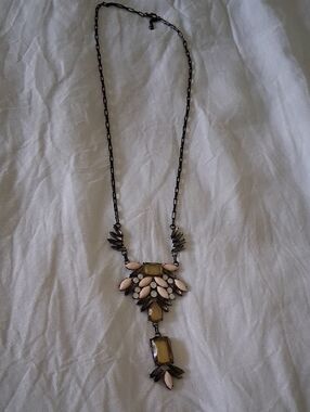 Pink and Amber Statement Pendant Necklace